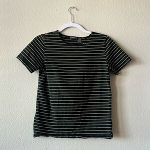 Liz Claiborne Black & Cream Striped T-Shirt - Size Medium